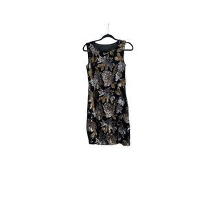 NWT Cache dress sequin Floral gold and silver Size S